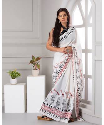  cotton printed   saree with   blouse 3