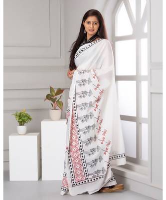 cotton printed   saree with   blouse 4