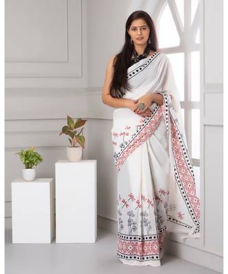  cotton printed   saree with   blouse 5