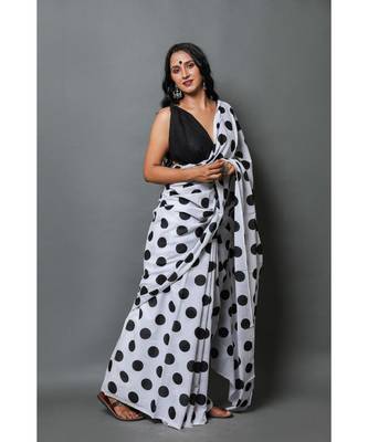  cotton printed   saree with   blouse 1