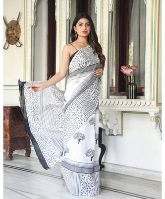  cotton printed   saree with   blouse 2