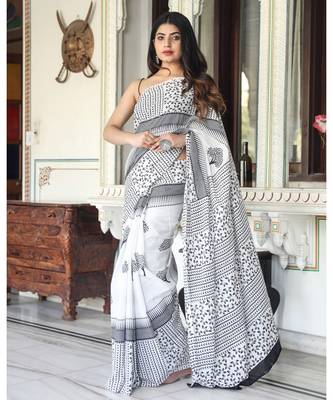  cotton printed   saree with   blouse 3