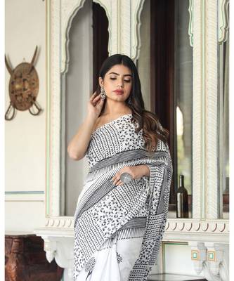  cotton printed   saree with   blouse 4