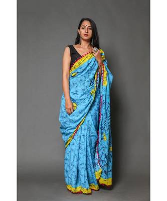  cotton printed   saree with   blouse 1