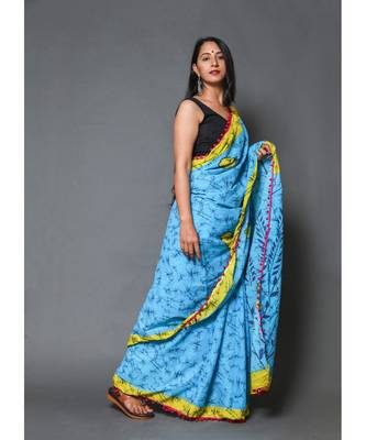  cotton printed   saree with   blouse 3