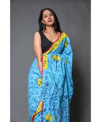  cotton printed   saree with   blouse 4