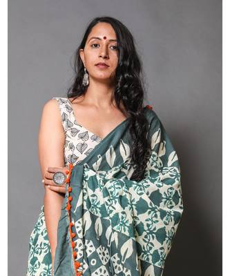 cotton printed   saree with   blouse 4
