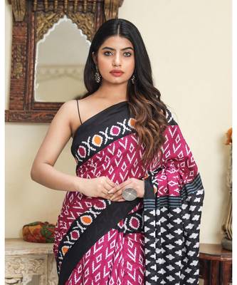  cotton printed   saree with   blouse 2