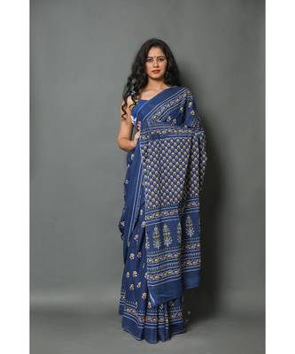  cotton printed   saree with   blouse 2