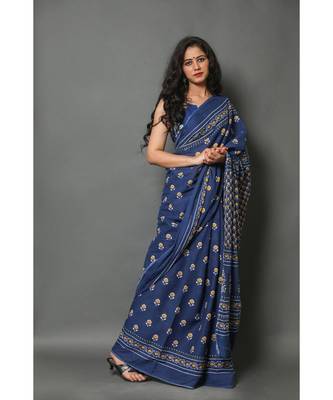  cotton printed   saree with   blouse 3
