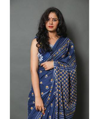  cotton printed   saree with   blouse 4