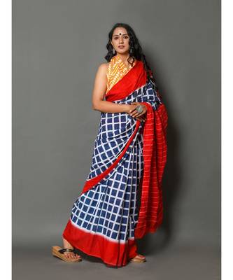  cotton printed   saree with   blouse 2