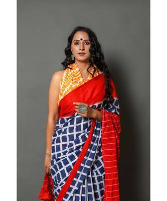  cotton printed   saree with   blouse 4