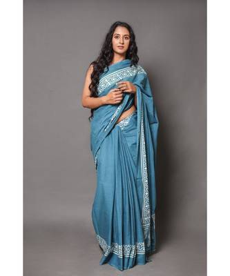  cotton printed   saree with   blouse 1