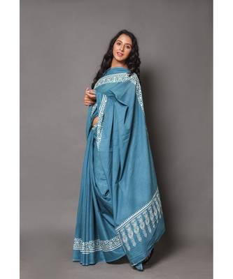  cotton printed   saree with   blouse 2