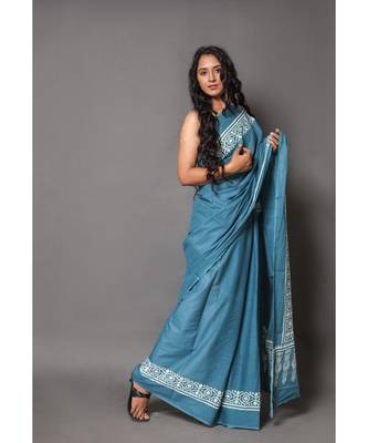  cotton printed   saree with   blouse 3