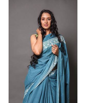  cotton printed   saree with   blouse 4
