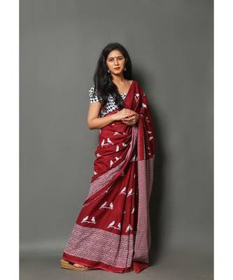  cotton printed   saree with   blouse 3