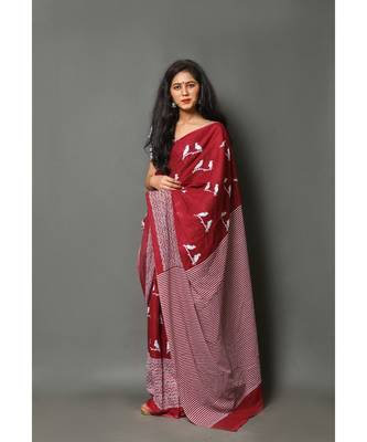  cotton printed   saree with   blouse 4