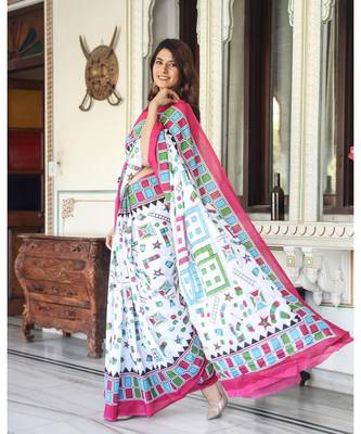  cotton printed   saree with   blouse 3