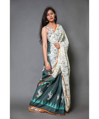  cotton printed   saree with   blouse 2
