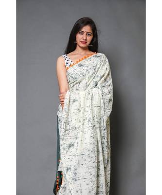  cotton printed   saree with   blouse 4