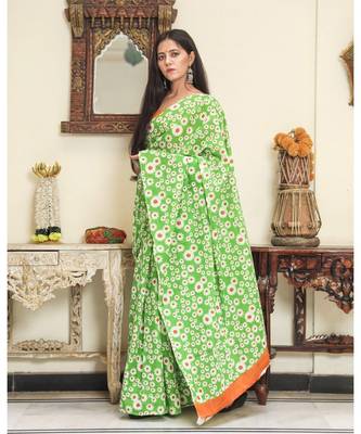  cotton printed   saree with   blouse 2