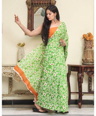  cotton printed   saree with   blouse 3