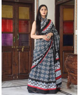  cotton printed   saree with   blouse 3
