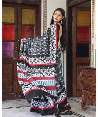  cotton printed   saree with   blouse 4
