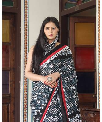  cotton printed   saree with   blouse 5