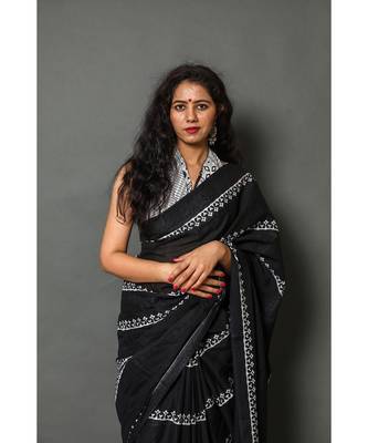  cotton printed   saree with   blouse 2