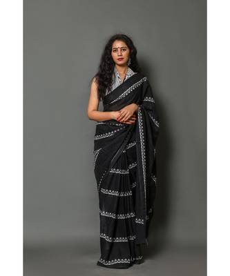  cotton printed   saree with   blouse 1