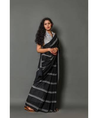  cotton printed   saree with   blouse 3