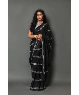  cotton printed   saree with   blouse 5