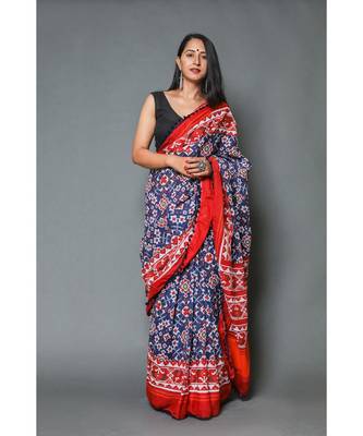  cotton printed   saree with   blouse 1