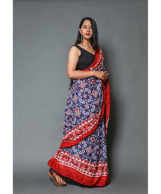  cotton printed   saree with   blouse 2