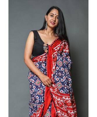  cotton printed   saree with   blouse 4
