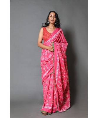  cotton printed   saree with   blouse 1