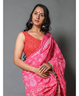  cotton printed   saree with   blouse 4
