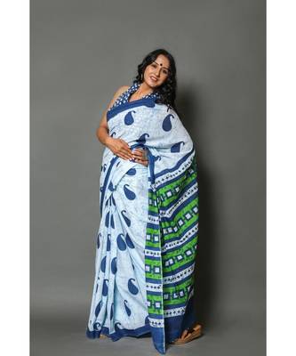  cotton printed   saree with   blouse 3