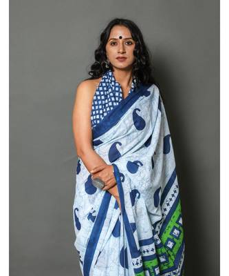 cotton printed   saree with   blouse 4