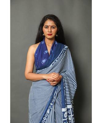  cotton printed   saree with   blouse 2