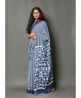  cotton printed   saree with   blouse 4