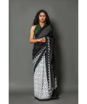  cotton printed   saree with   blouse 1