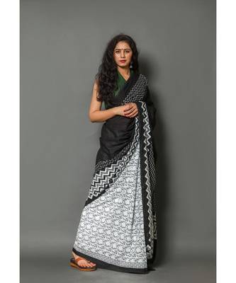  cotton printed   saree with   blouse 2