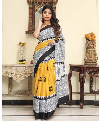  cotton printed   saree with   blouse 1
