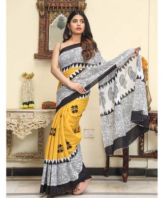 cotton printed   saree with   blouse 2