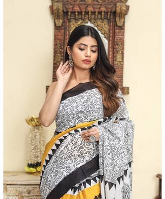  cotton printed   saree with   blouse 5