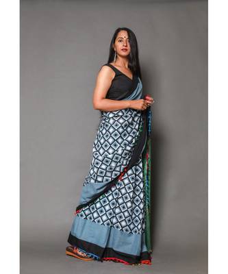  cotton printed   saree with   blouse 2